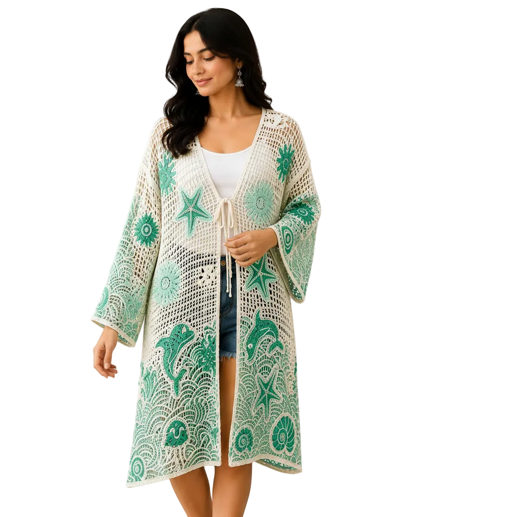 Women's Summer Ocean-Inspired Crochet Cover-Up | Beachwear