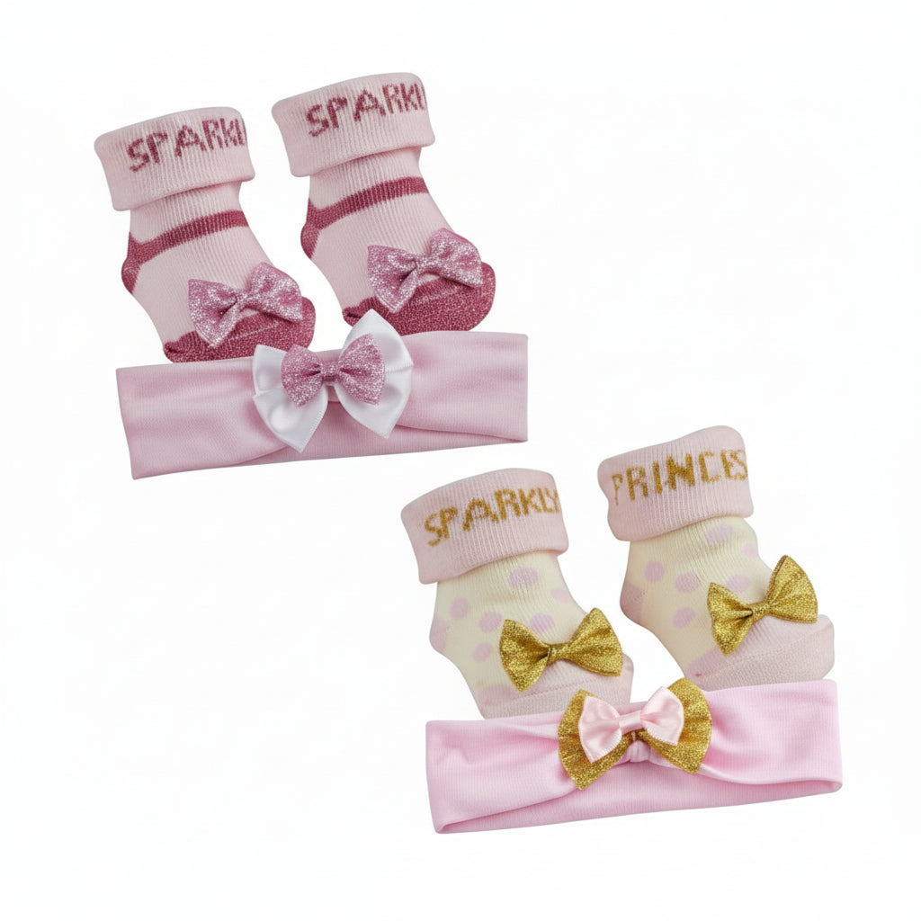 Baby sparkle Headband and Socks Set