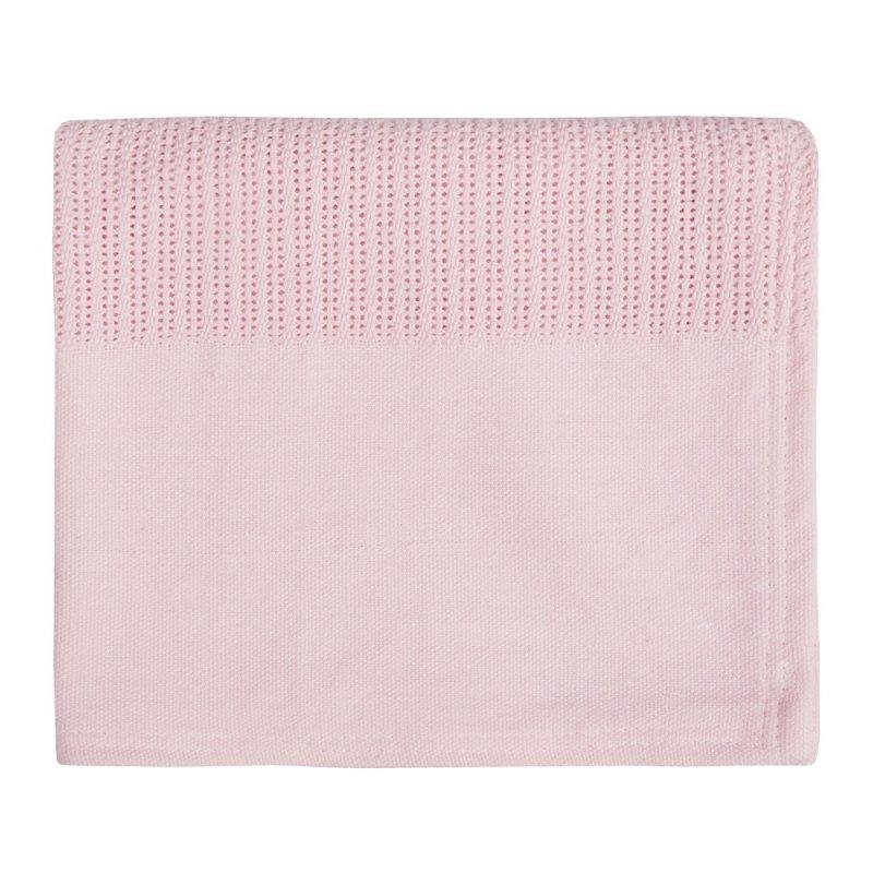 BABY PINK HEAVY KNIT CELLULAR PANEL BLANKET (70 X 110 CM) 19C214