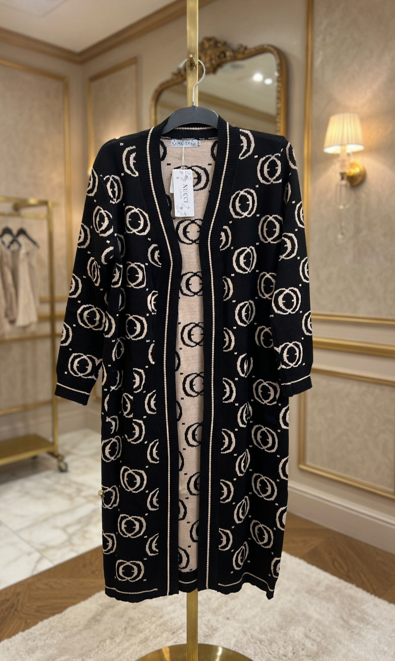 Black Monogram Knit Cardigan
