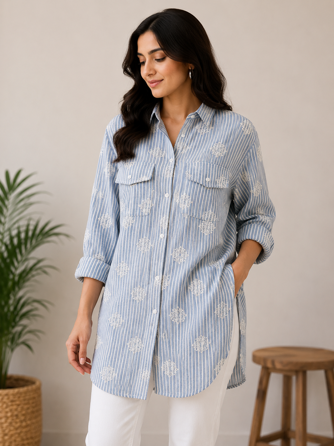 Modern Stripe Button-Down Shirt