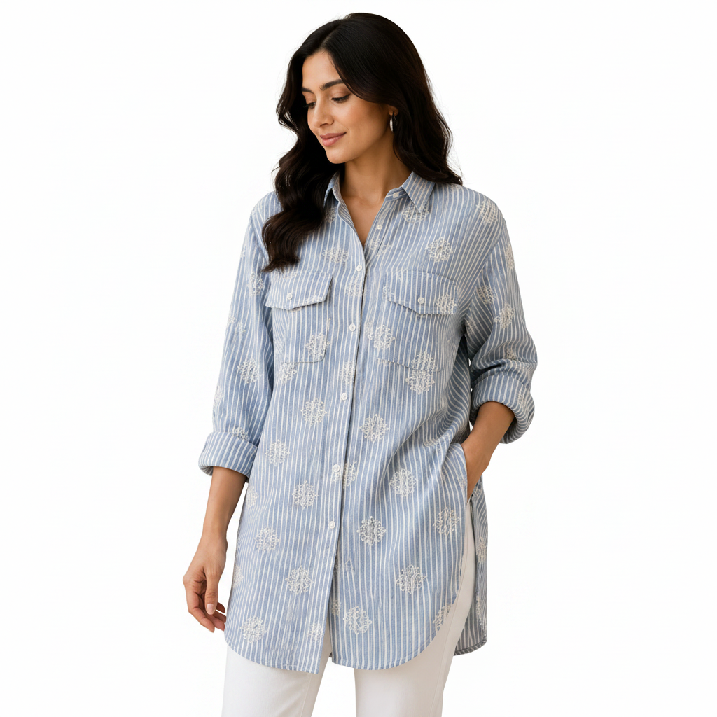 Women's Modern Stripe Button-Down Shirt | Casual Oversized Shirt