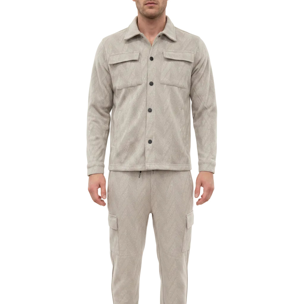 Men's Textured Shacket Co-Ord Set | Smart Casual Tracksuit
