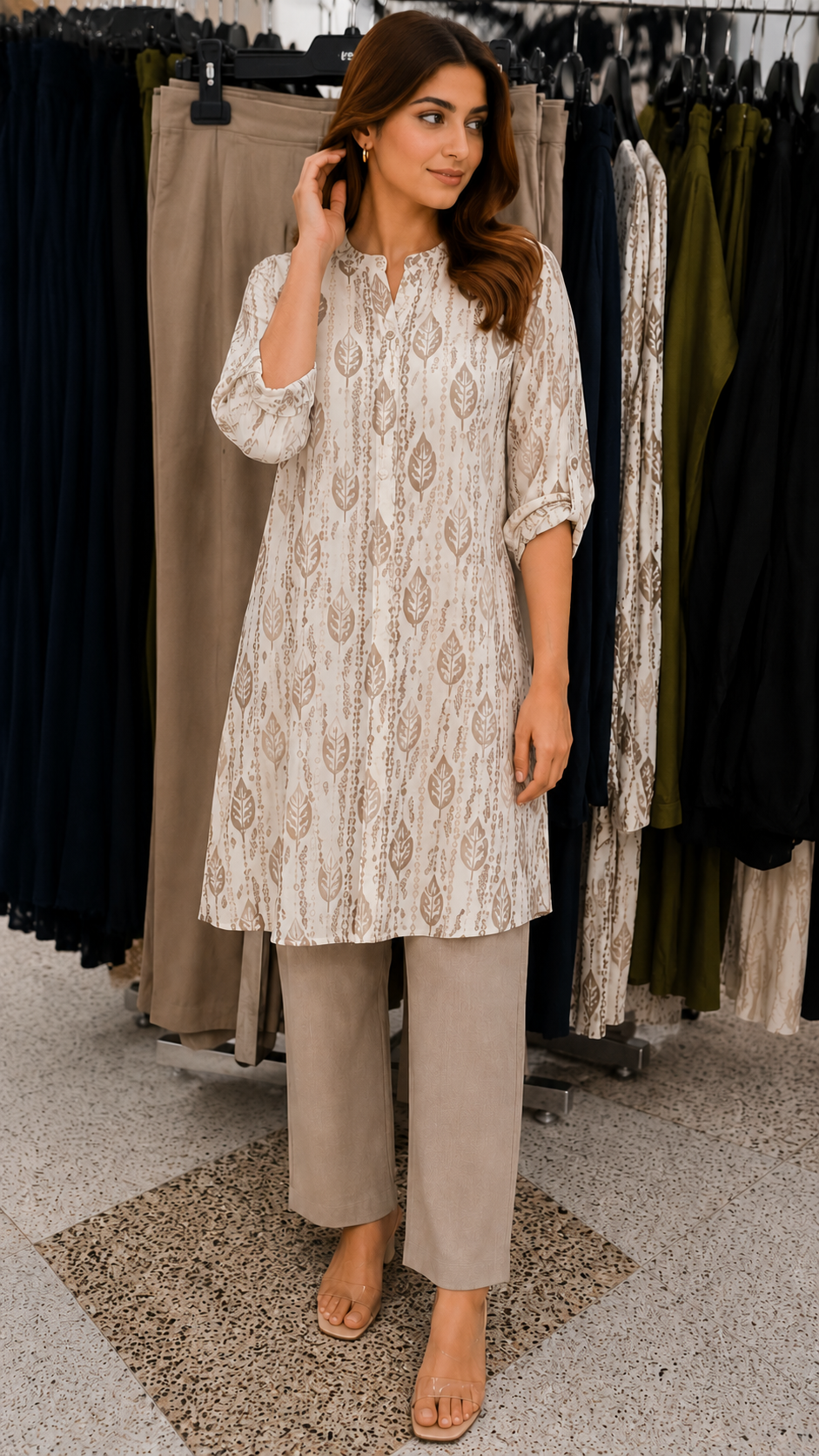 Elegant Leaf Print Co-Ord Set for Women