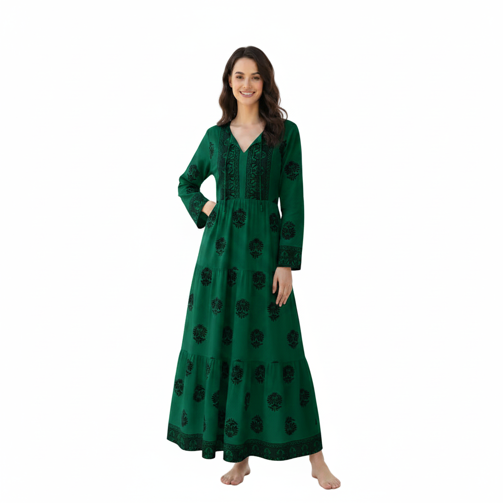 Women's Printed Tiered Maxi Dress | Casual Flowy Summer Dress