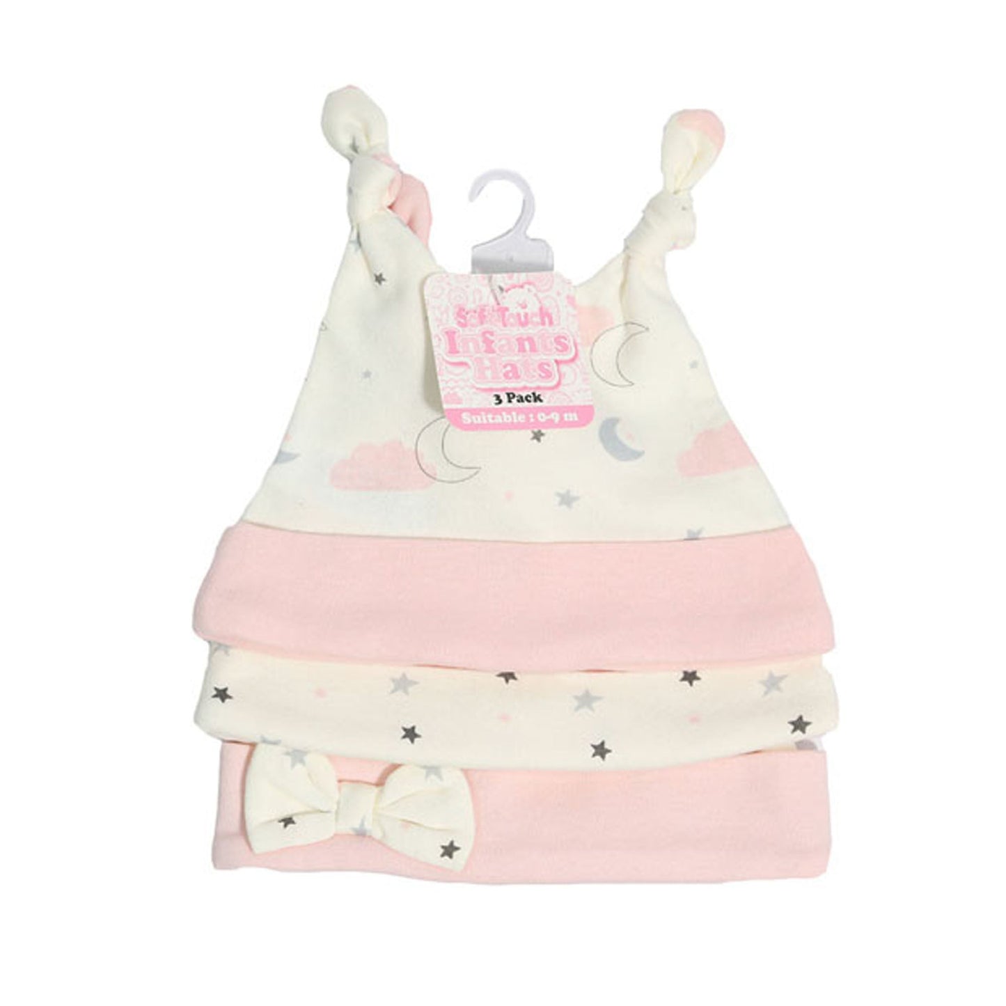 3 PACK HATS - Clouds & Stars (0-9 MONTHS) (PK6) CC103-H
