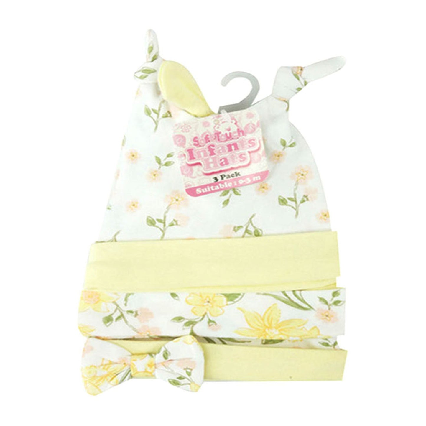 GIRLS 3 PACK HATS - Floral Print (0-3 Months) (PK6) CC203-H
