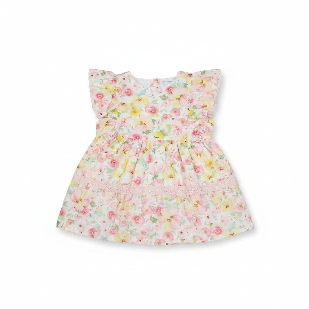 Baby Girls All Over Print Dress, Pant & Headband Set