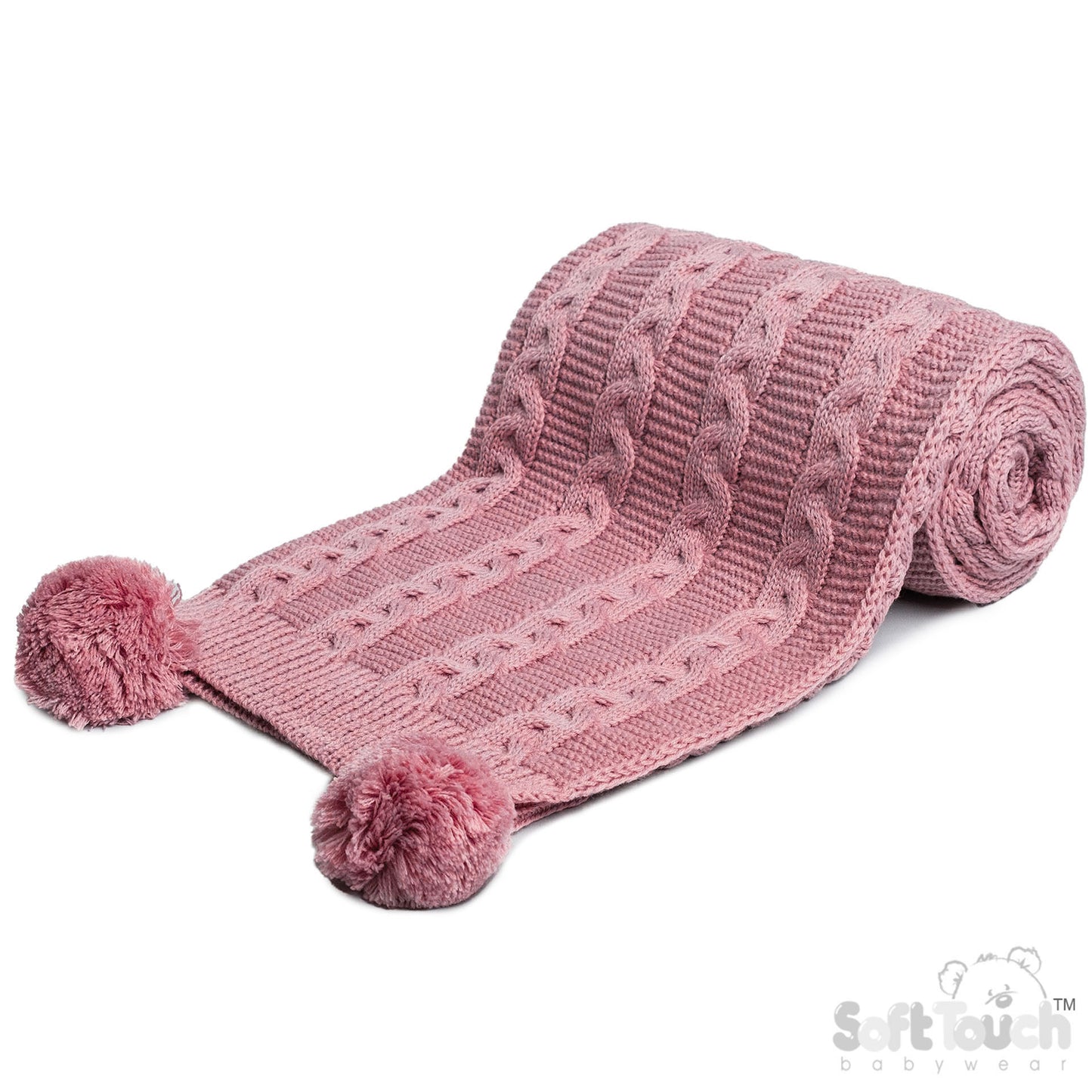 Infants Acrylic Recycled Cable Knit Wrap - Dusty Pink