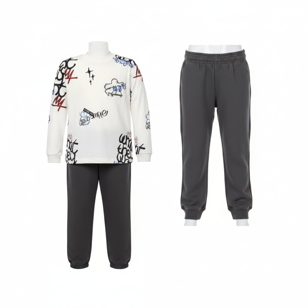Boys Long Sleeve T-Shirt & Joggers Set | Kids Two-Piece Outfit
