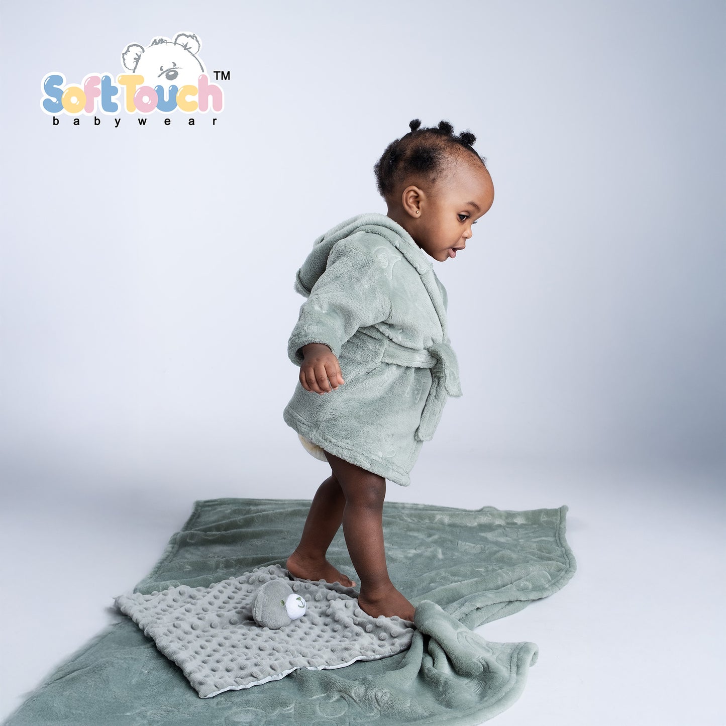 Sage Green Animal Embossed Flannel Wrap
