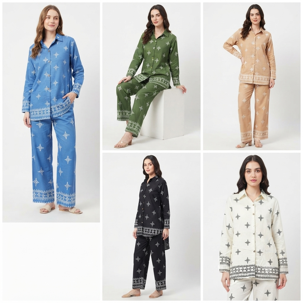 Ladies Cotton Printed 2-Piece Co-Ord Set