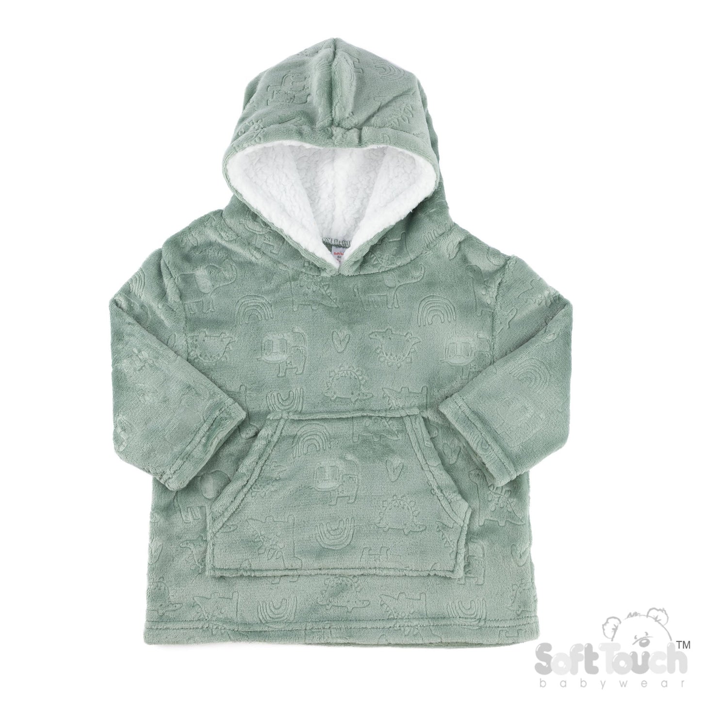 Embossed Hoodies - Sage/Dino (6-24m) (PK4) HD305SG