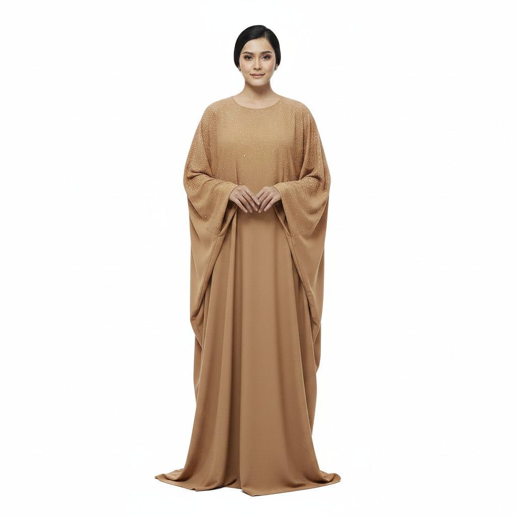 Rhinestone Embellished Batwing Kaftan Dress for Women
