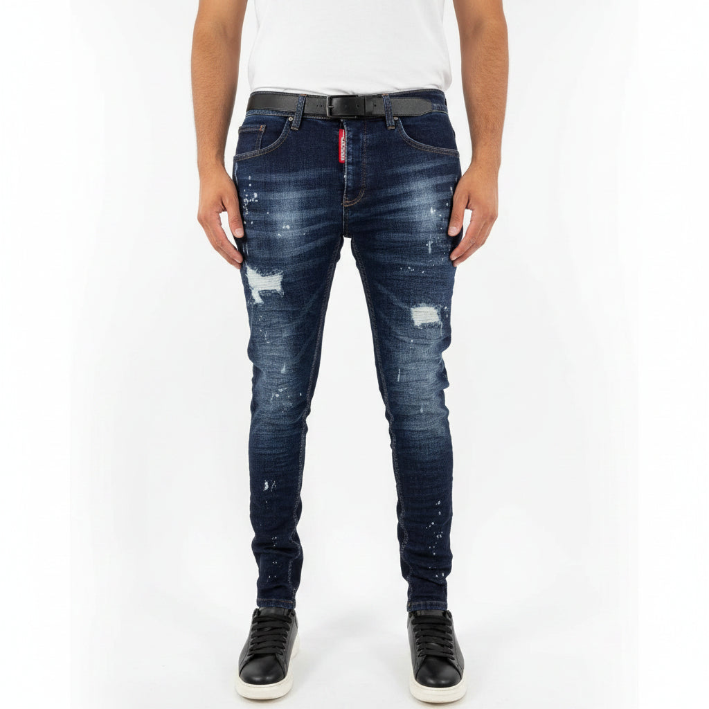 Men's Splatter Detail Ripped Jeans | Streetwear Denim