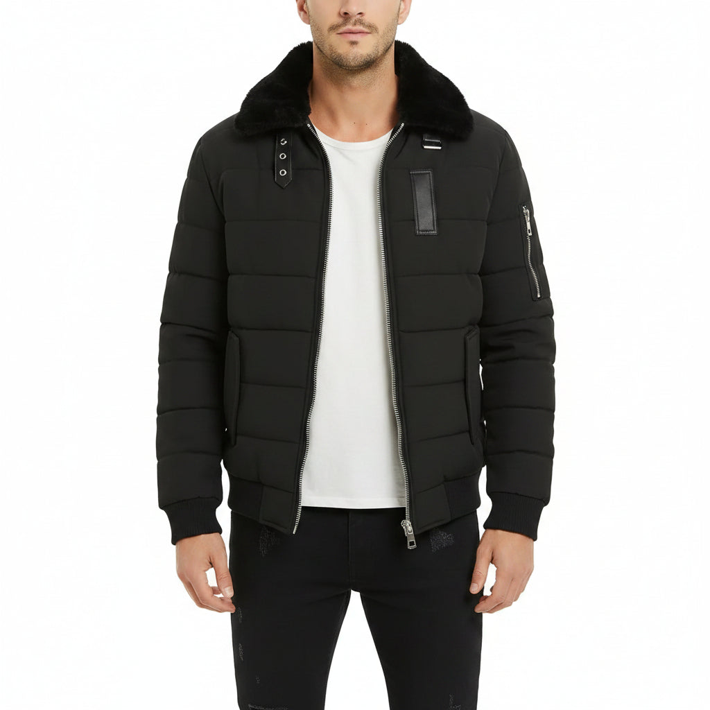 Men's Aviator Puffer Bomber Jacket | Winter Bomber Coat