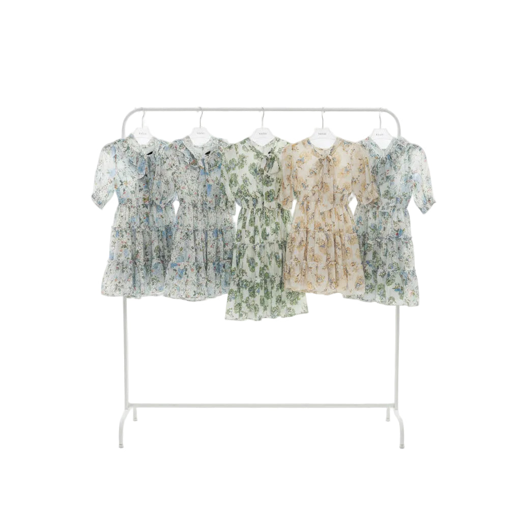 Girls Floral Bow Midi Dress | Elegant Summer Party Dress