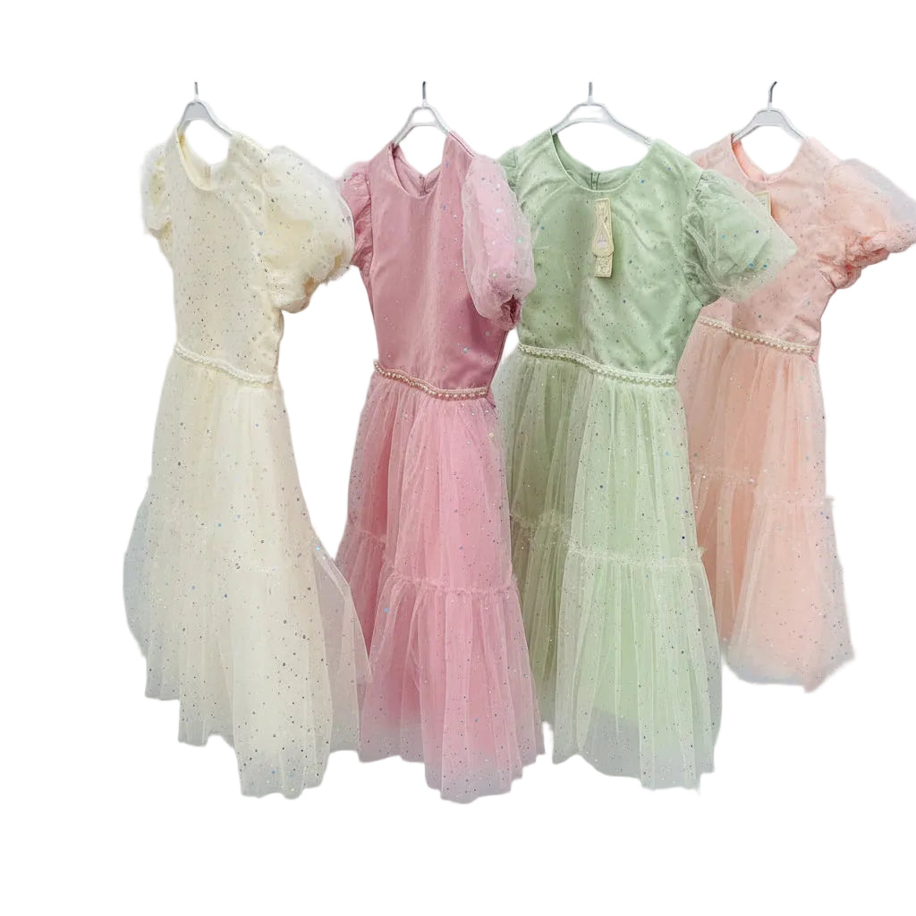 Girls Mint Glitter Tulle Dress | Elegant Party Dress