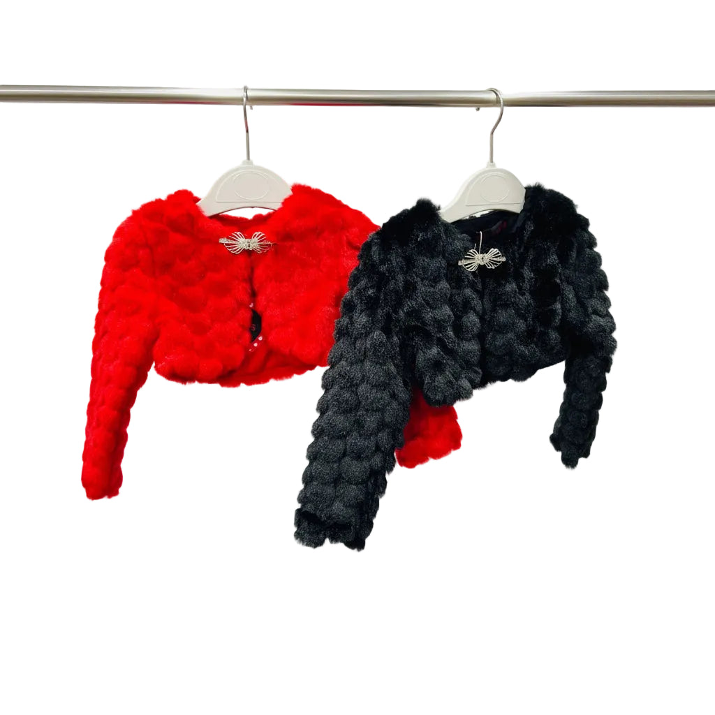 Baby Girls Faux Fur Bolero Shrug | Soft Dress Cover-Up