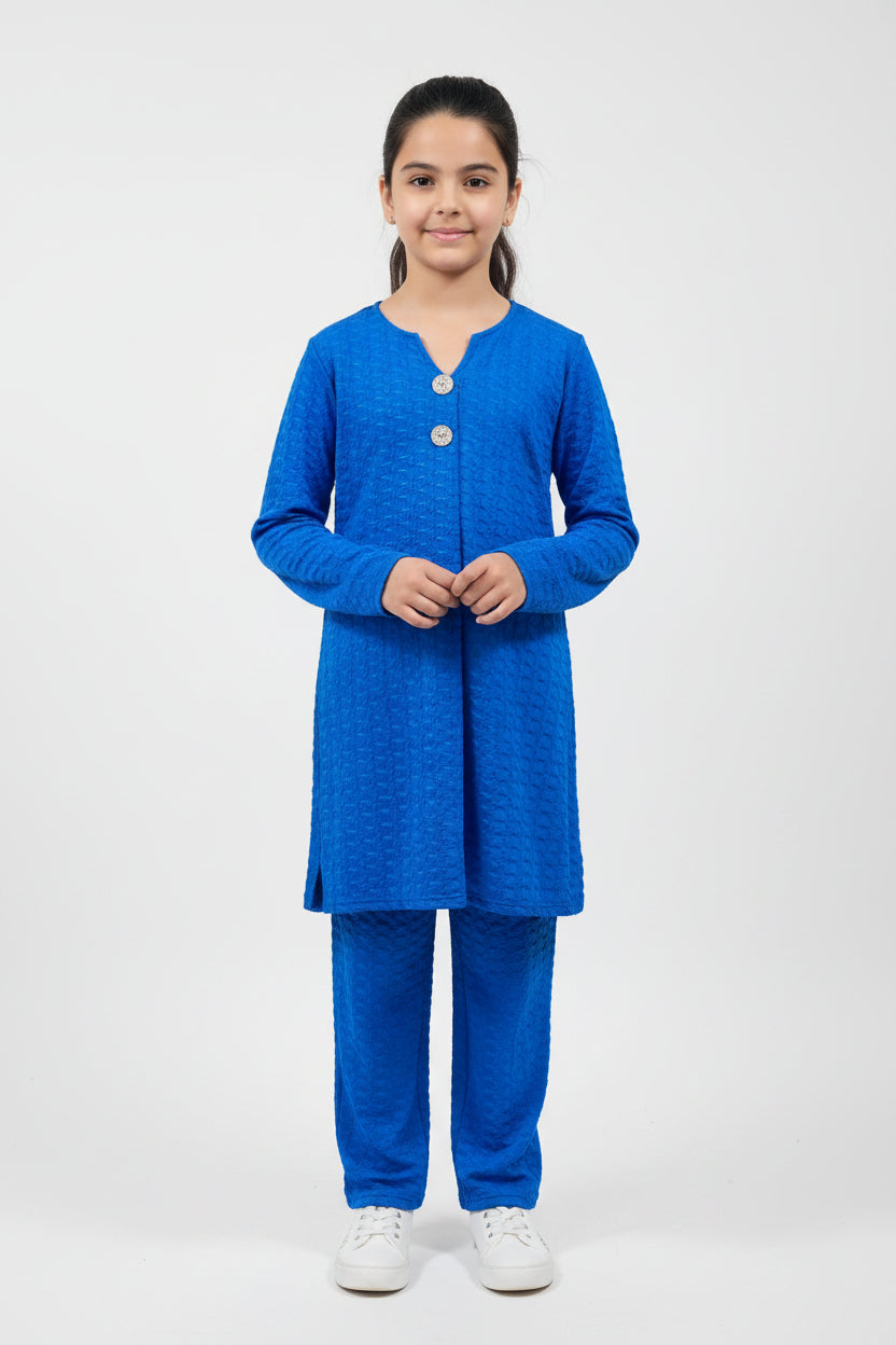 Girls Textured 2-Piece Suit with Trouser