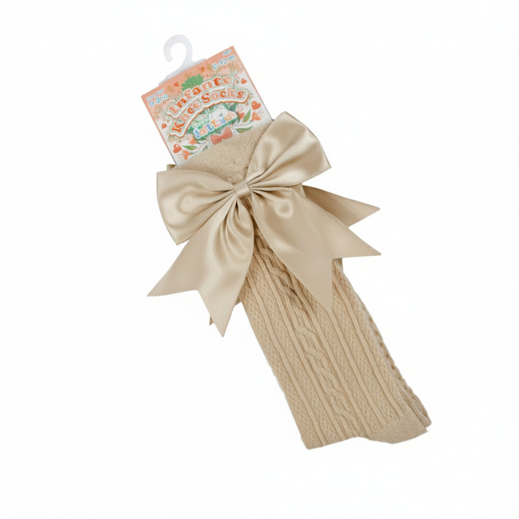 Coffee Infants Knee Length Socks - Large Bow