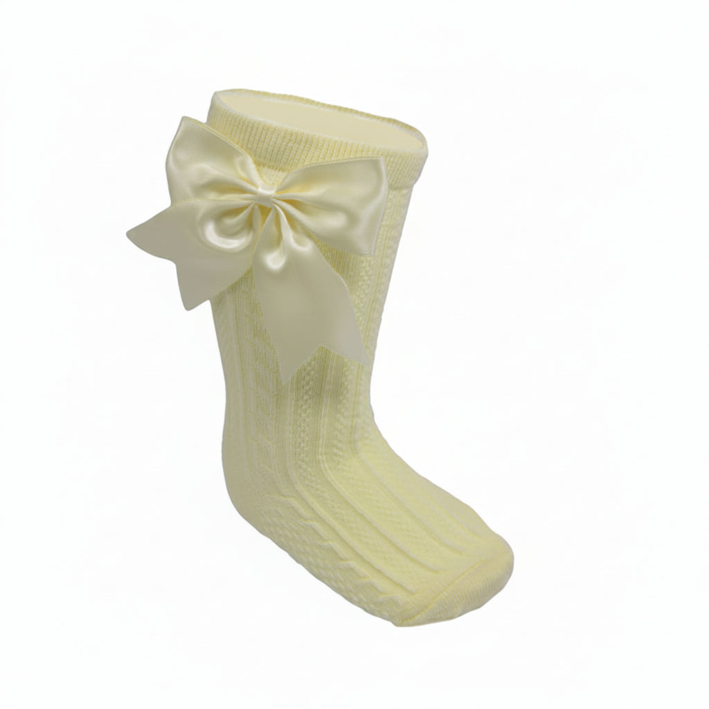 Lemon Infants Knee Length Socks - Large Bow
