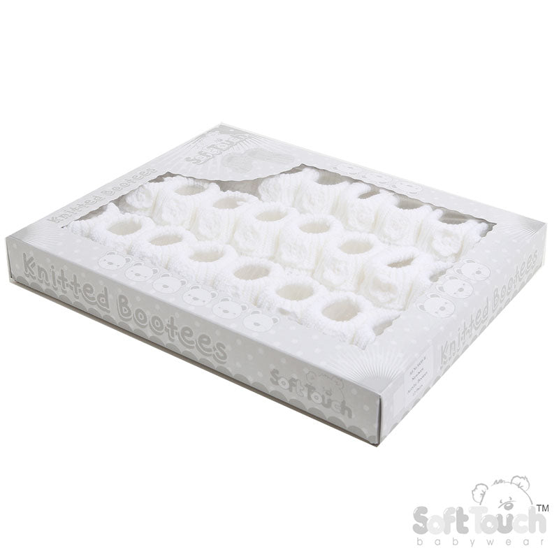 White Acrylic Baby Bootees With Flower - S439-W
