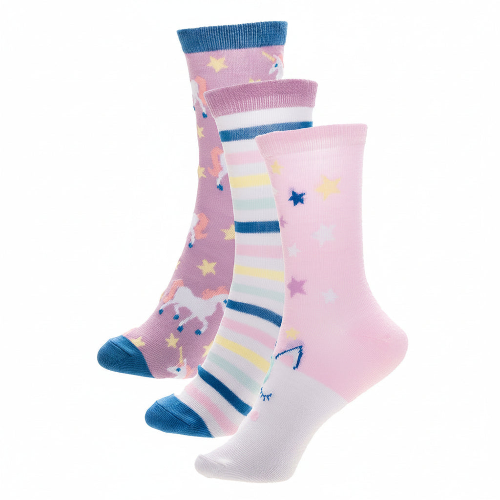 Girls 3pk Socks - Rainbow/Unicorn