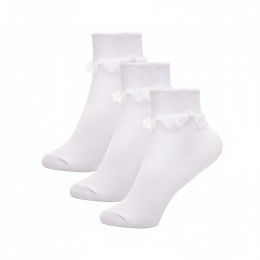 Girls Pack Lace Frill Socks | Soft Cotton Dress Socks