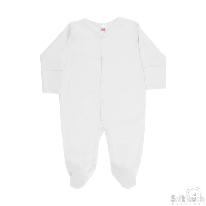 Infants Plain White Sleep Suit (3-6 Months) SS4660-W