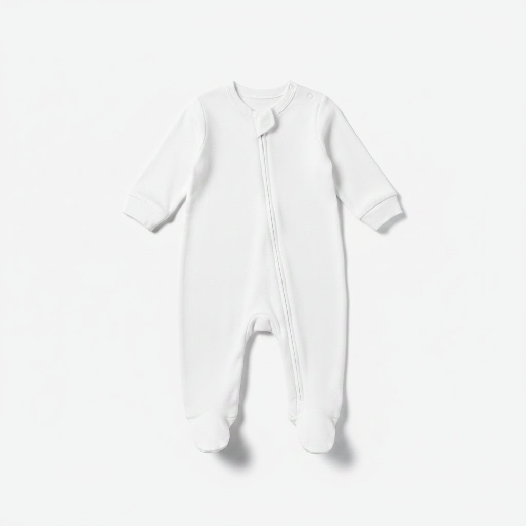 Infants Plain White Sleep Suit