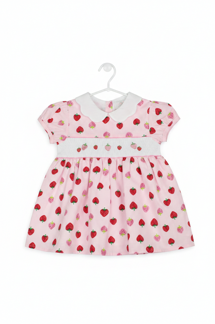 Baby Summer Dress - Pink Strawberries (1 2yrs)