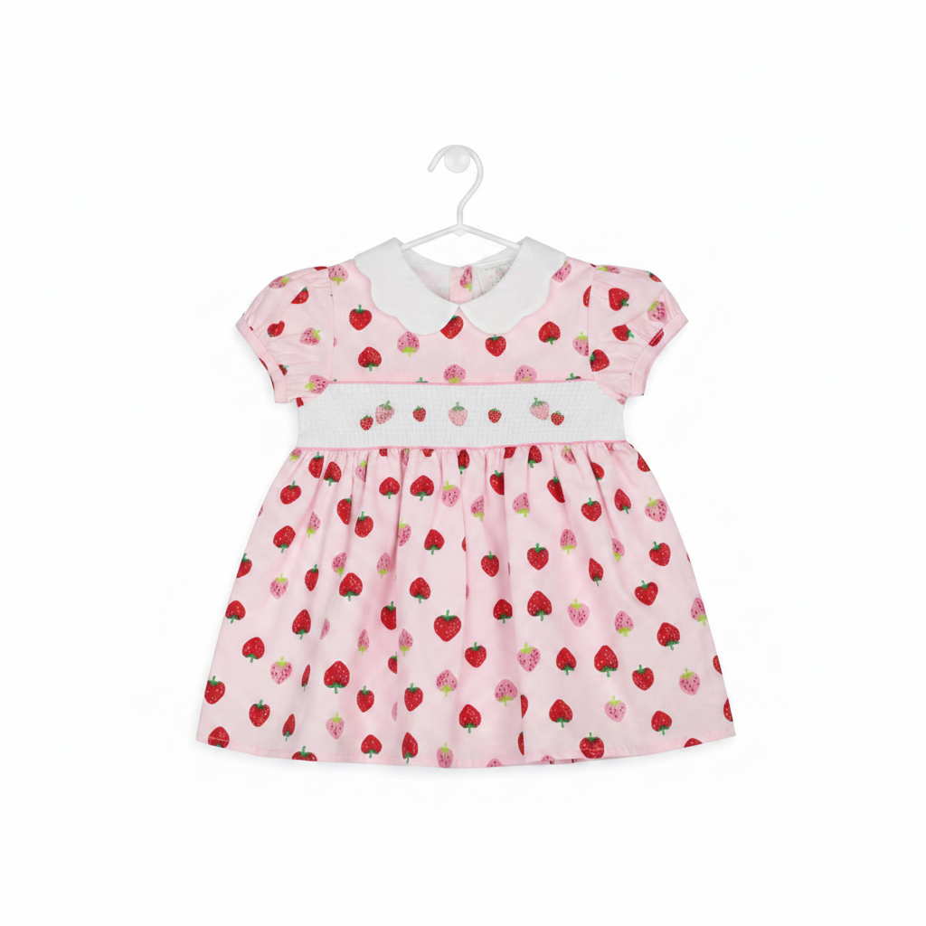 Baby Summer Dress - Pink Strawberries