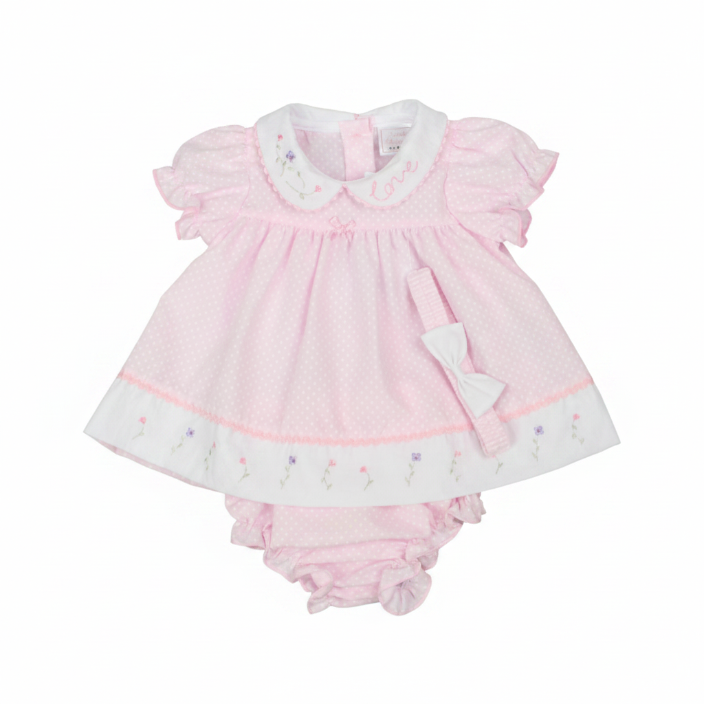 Baby Girls Dress Set - Polka Pink