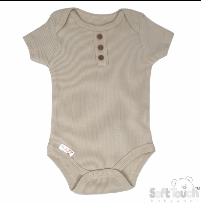 Biscuit Ribbed Bodysuit (NB-3 Months) BS4500-BI