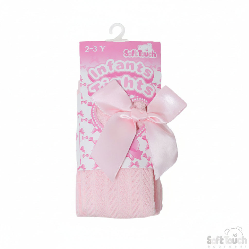 PINK CHILDS CHEVRON TIGHTS W/ LONG BOW