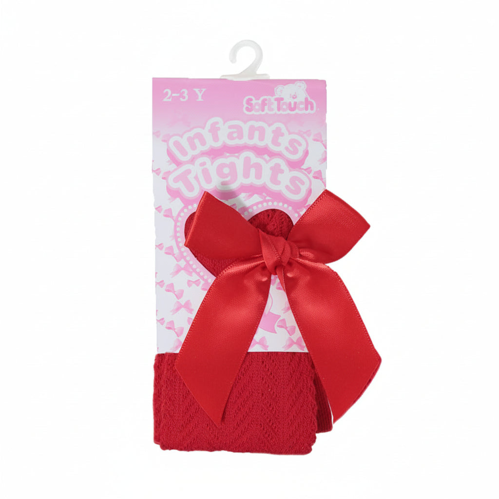 RED CHILDS CHEVERON TIGHTS W/ LONG BOW