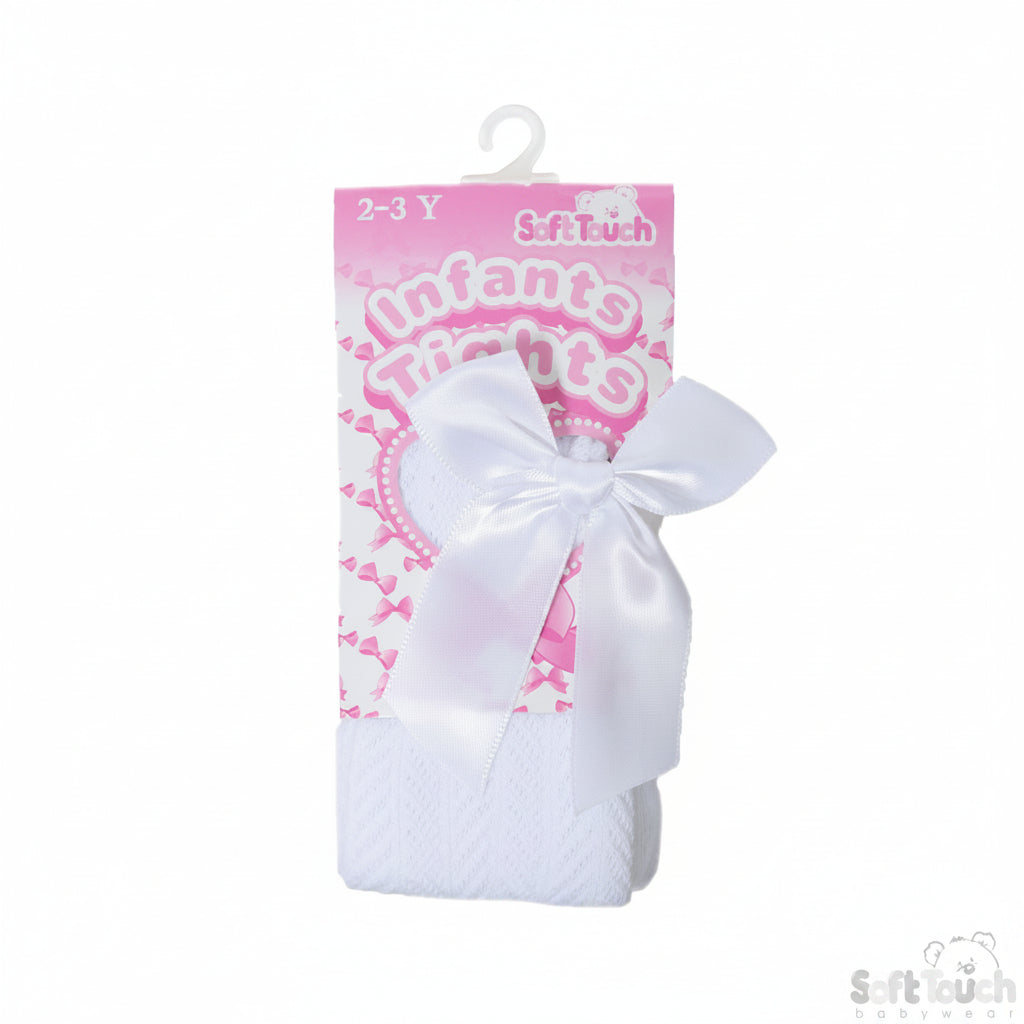 WHITE CHILDS CHEVRON TIGHTS W/ LONG BOW