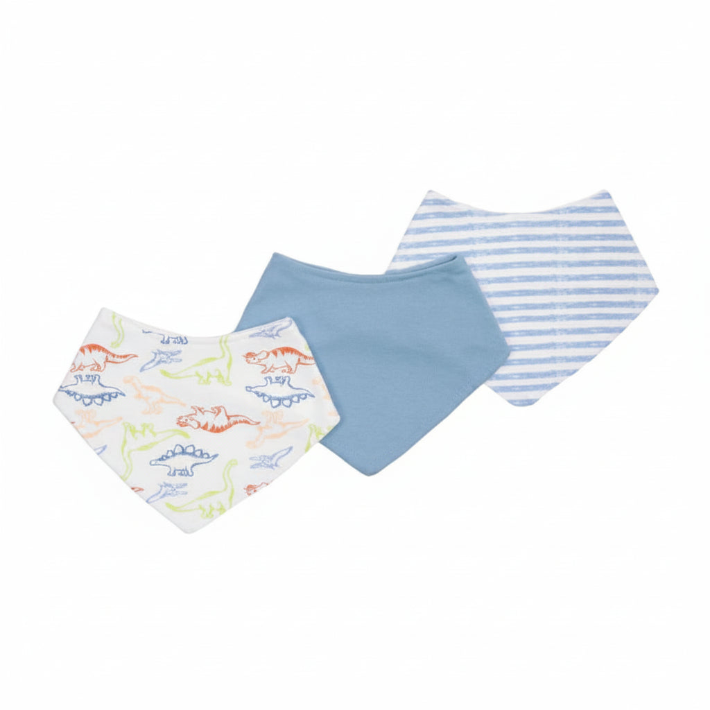 3 Assorted Bandana Baby Bibs – Soft Cotton Infant Bib Set