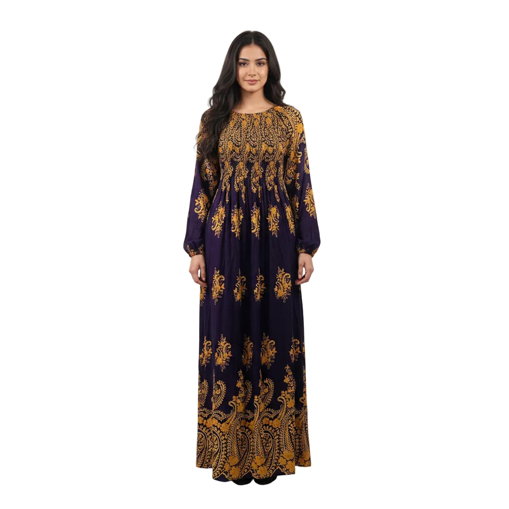 Women's Floral Pattern Shirred Maxi Dress | Casual Summer Dress