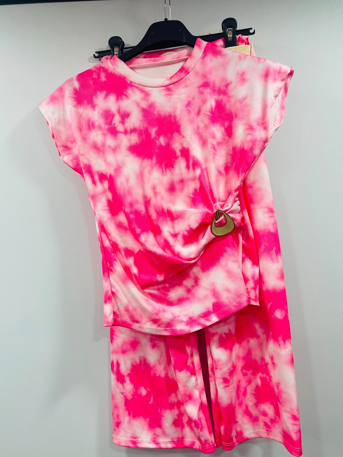 Summer Tie-Dye Co-ord Set with Side Buckle Accent