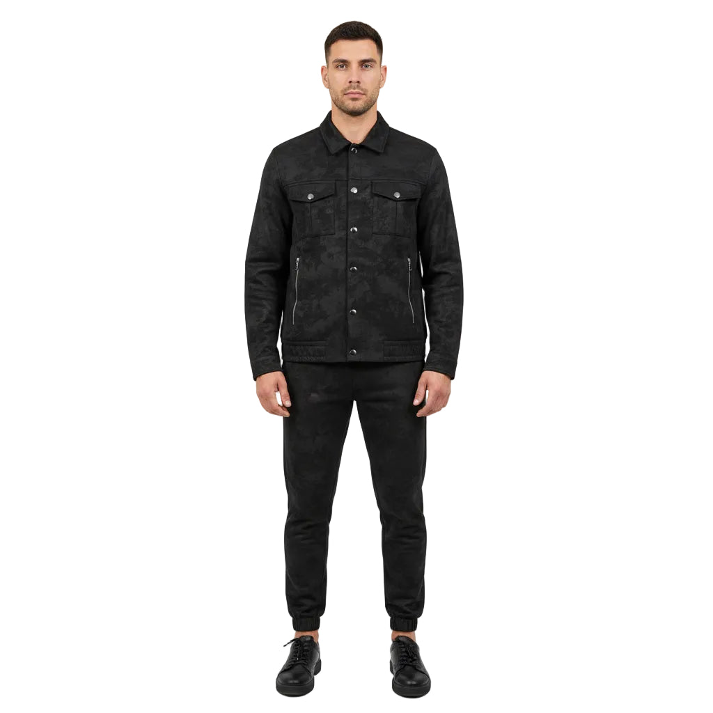 Men's Suede-Finish Cargo Co-Ord Set | Casual Tracksuit