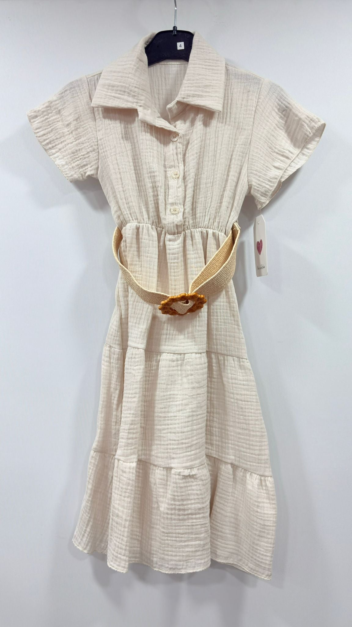 Girls Cotton Belted Shirt Dress – Classic Summer Dress