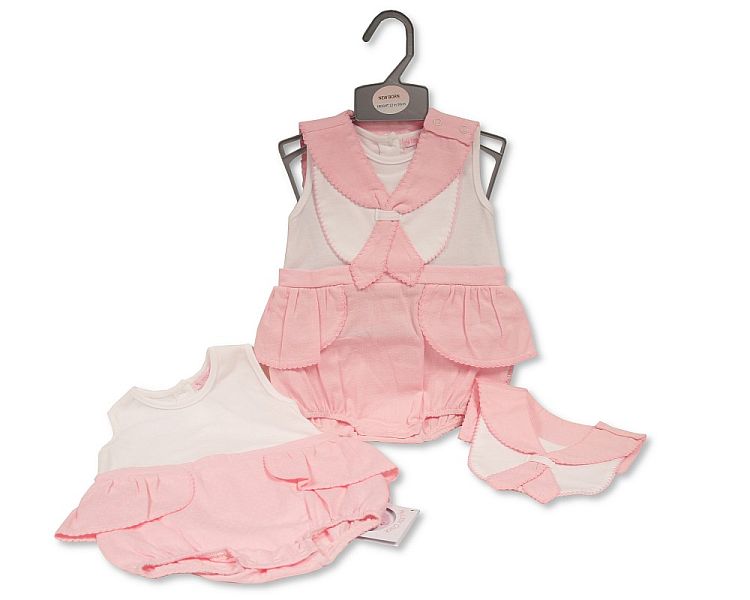 Baby Girls Short Romper with Bib - Sailor (NB-6 Months) (PK6) Bis-2120-6196