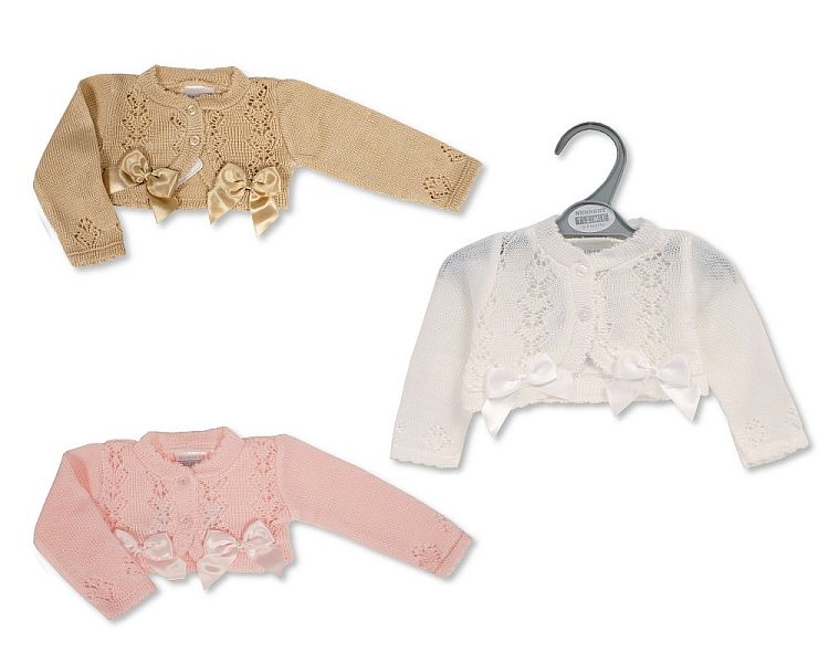 Baby Girls Knitted Bolero with Bows (9-24 Months) (PK6) Bw-10-121