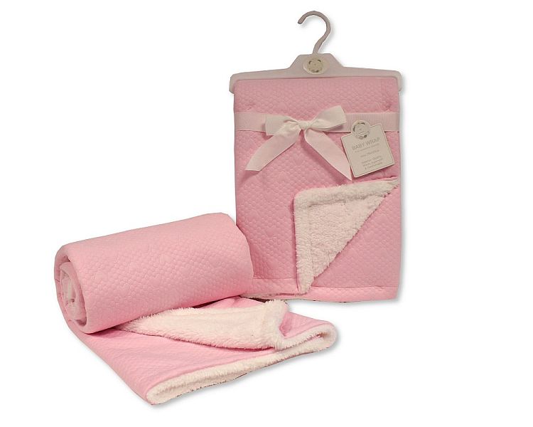 Baby Heart Embossed Wrap With Sherpa Back- Pink - BW-112-2007