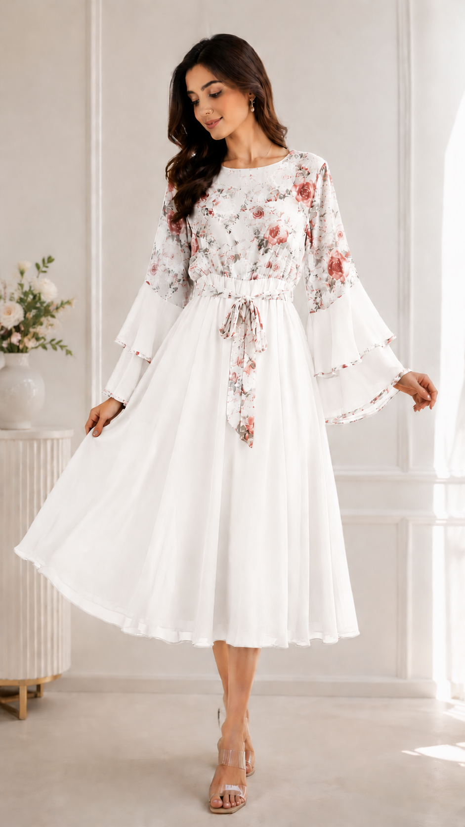 Elegant Printed Short Dress for Women