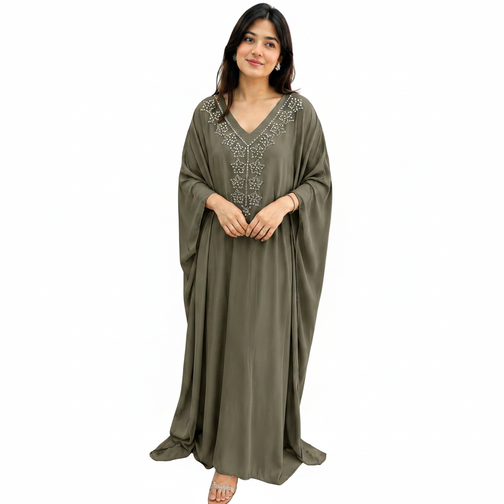 Elegant Embellished Kaftan Maxi Dress | Modest Kaftan Abaya