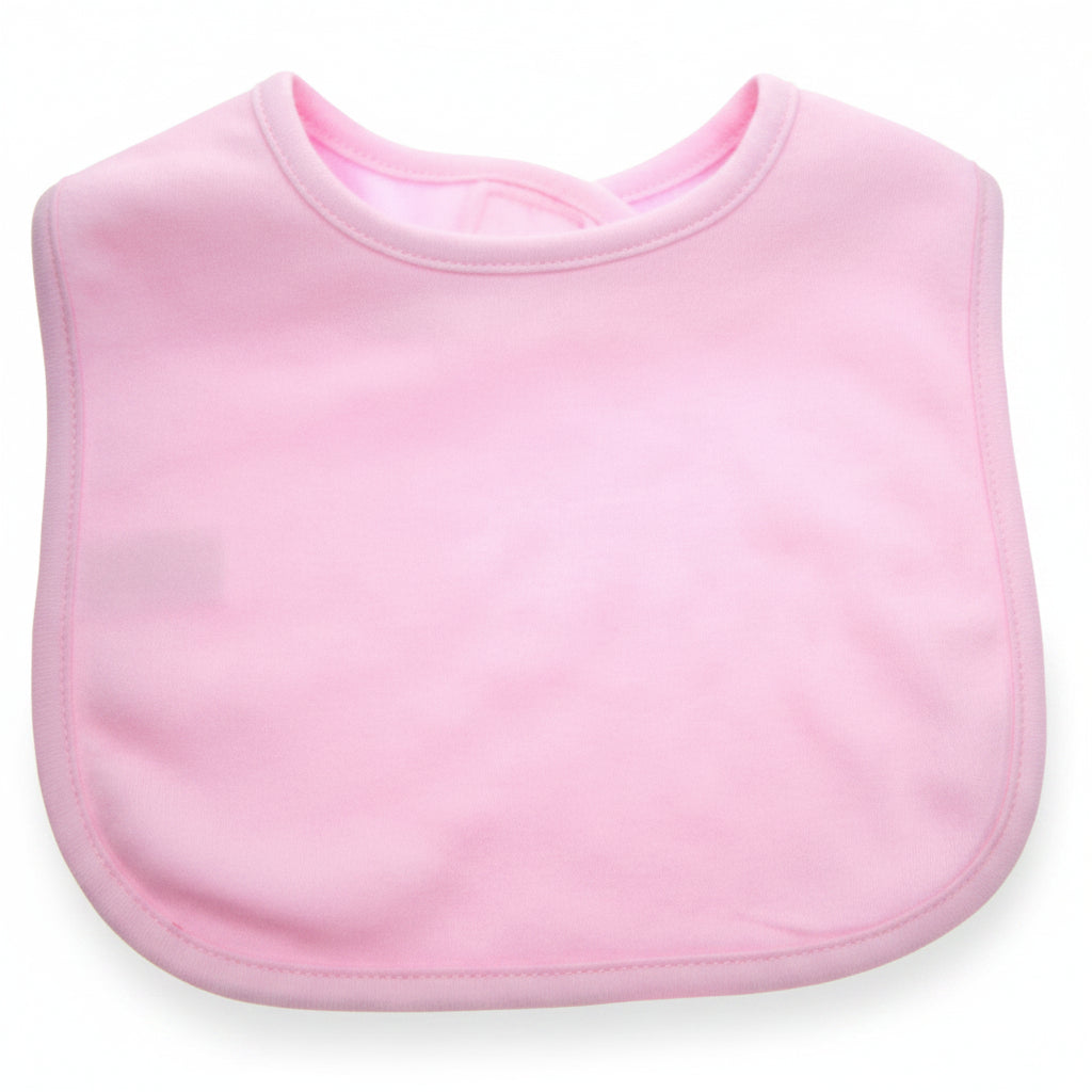 Plain Pink Velcro Baby Bib – Soft Cotton Infant Feeding Bib
