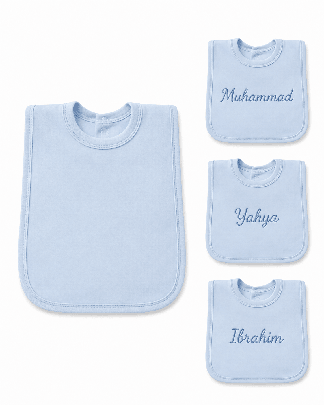 Personalised Plain Pop-On Baby Bibs – Soft Cotton Infant Feeding Bib - MANSURI FASHIONS